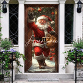 Aperturee - Aperturee Snowy Christmas Gift Santa Claus Knocking Door Cover