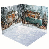 Aperturee - Aperturee Snowy Christmas Vibe Car Forest Room Set Backdrop