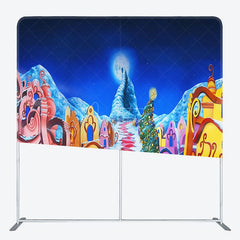 Aperturee - Aperturee Snowy Fariy Town Moon Night Christmas Square Backdrop