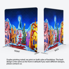 Aperturee - Aperturee Snowy Fariy Town Moon Night Christmas Square Backdrop