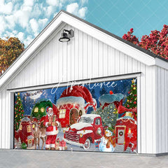Aperturee - Aperturee Snowy Festive Christmas Paradise Garage Door Banner