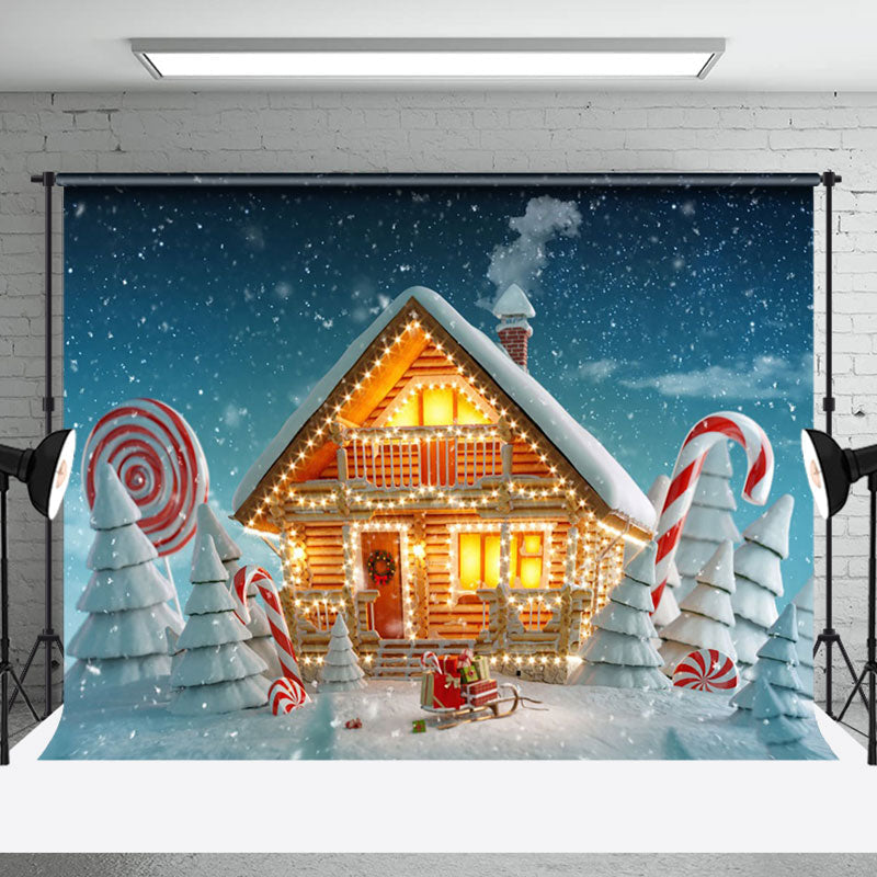 Aperturee - Aperturee Snowy Field Light Glitter House Christmas Backdrop