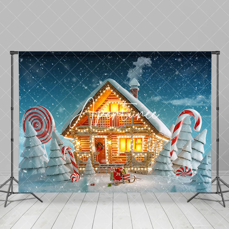 Aperturee - Aperturee Snowy Field Light Glitter House Christmas Backdrop