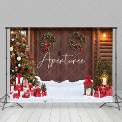 Aperturee - Aperturee Snowy Field Wooden Gate Festive Christmas Backdrop