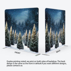 Aperturee - Aperturee Snowy Forest Christmas Night Square Tension Backdrop