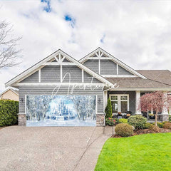 Aperturee - Aperturee Snowy Forest Ice Fairy Castle Garage Door Banner