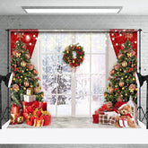 Aperturee - Aperturee Snowy Forest Light Strip Window Christmas Backdrop