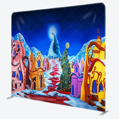 Aperturee - Aperturee Snowy Funny House Christmas Tension Fabric Backdrop