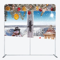 Aperturee - Aperturee Snowy Glitter Balls Gifts Double-Sided Backdrop
