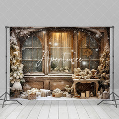 Aperturee - Aperturee Snowy House Vintage Winter Backdrop For Photography