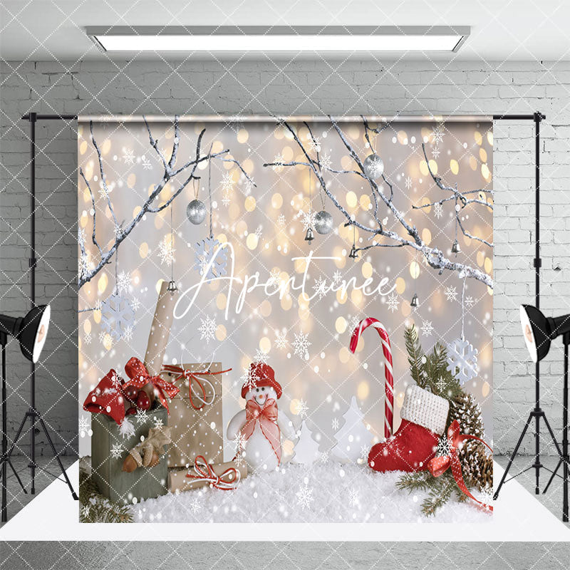 Aperturee - Aperturee Snowy Light Bokeh Christmas Vibe Room Set Backdrop