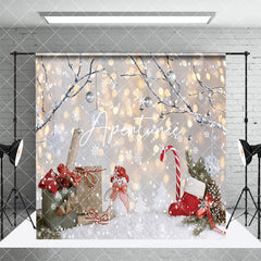 Aperturee - Aperturee Snowy Light Bokeh Christmas Vibe Room Set Backdrop