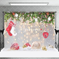 Aperturee - Aperturee Snowy Light Bokeh Christmas Vibe Room Set Backdrop