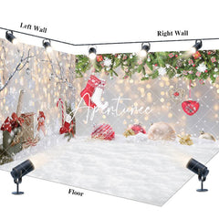 Aperturee - Aperturee Snowy Light Bokeh Christmas Vibe Room Set Backdrop