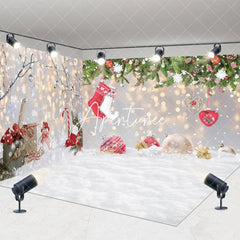Aperturee - Aperturee Snowy Light Bokeh Christmas Vibe Room Set Backdrop