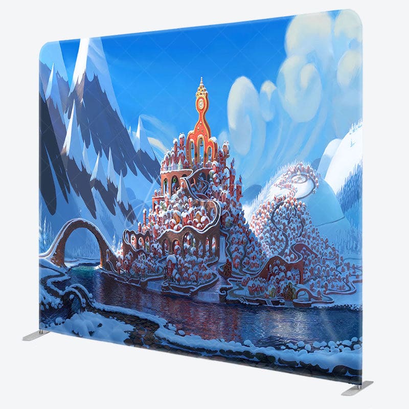 Aperturee - Aperturee Snowy Mountain Christmas Island Pillow Cover Backdrop