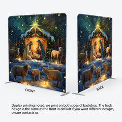 Aperturee - Aperturee Snowy Night Shed Nativity Christmas Tension Backdrop