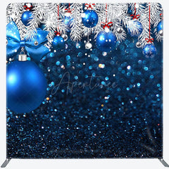 Aperturee - Aperturee Snowy Pine Leaves Christmas Pillow Case Backdrop