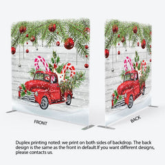 Aperturee - Aperturee Snowy Red Car Wooden Christmas Pillow Cover Backdrop