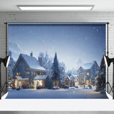 Aperturee - Aperturee Snowy Rural Town Night Festive Christmas Backdrop