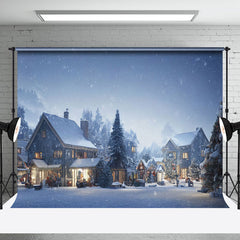 Aperturee - Aperturee Snowy Rural Town Night Festive Christmas Backdrop