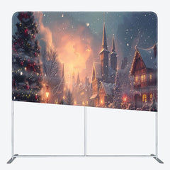 Aperturee - Aperturee Snowy Town Load Tree Winter Xmas Tension Backdrop