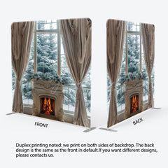 Aperturee - Aperturee Snowy Trees Fireplace Curtain View Pillow Cover Backdrop