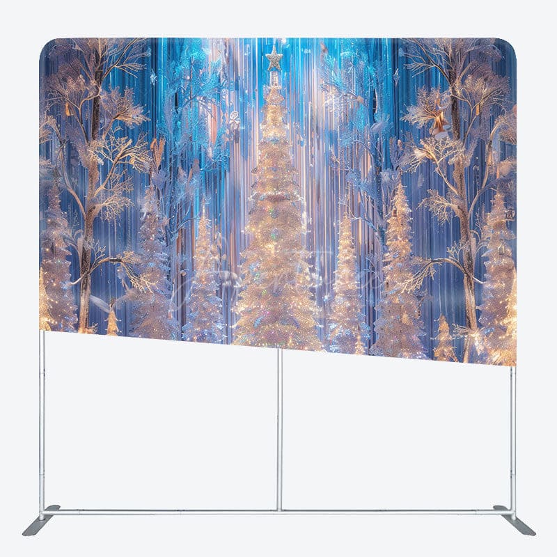 Aperturee - Aperturee Snowy Trees Light Square Arch Christmas Backdrop