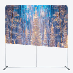 Aperturee - Aperturee Snowy Trees Light Square Arch Christmas Backdrop