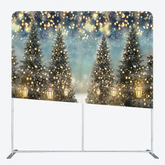 Aperturee - Aperturee Snowy Trees Winter Night Bokeh Tension Fabric Backdrop
