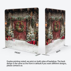 Aperturee - Aperturee Snowy Vintage Wooden Christmas Pillow Case Backdrop