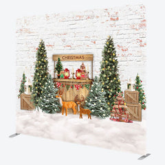 Aperturee - Aperturee Snowy Whiter Christmas Square Arch Fabric Backdrop