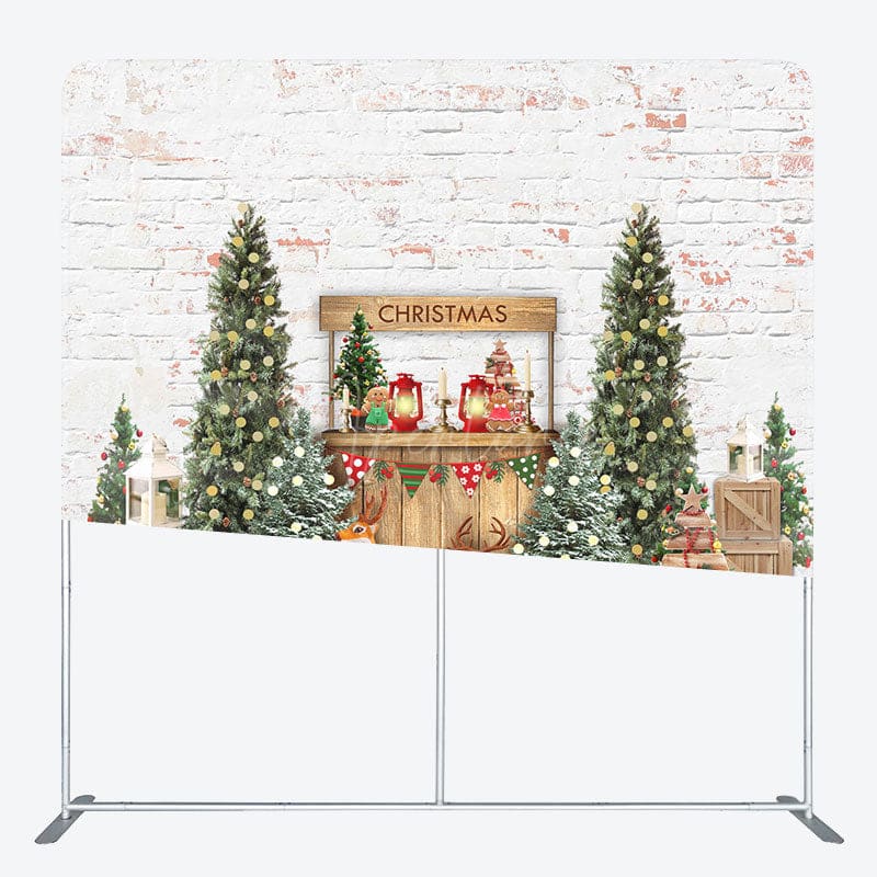 Aperturee - Aperturee Snowy Whiter Christmas Square Arch Fabric Backdrop