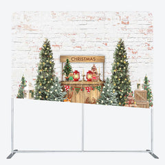 Aperturee - Aperturee Snowy Whiter Christmas Square Arch Fabric Backdrop