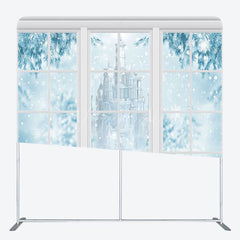 Aperturee - Aperturee Snowy Winter Castle Trees Pillow Cover Backdrop