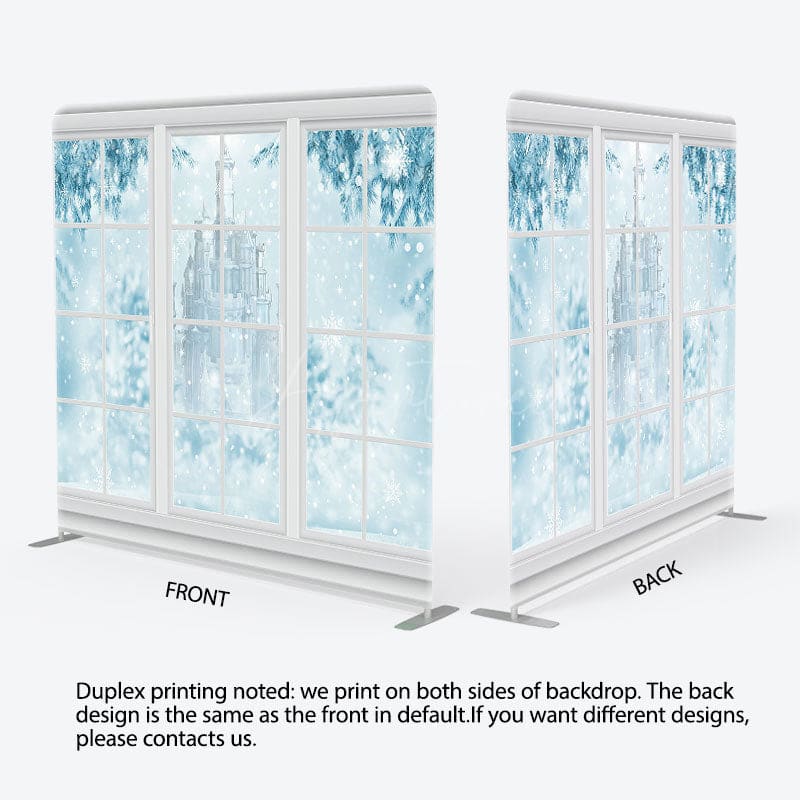 Aperturee - Aperturee Snowy Winter Castle Trees Pillow Cover Backdrop