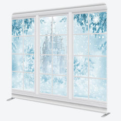 Aperturee - Aperturee Snowy Winter Castle Trees Pillow Cover Backdrop