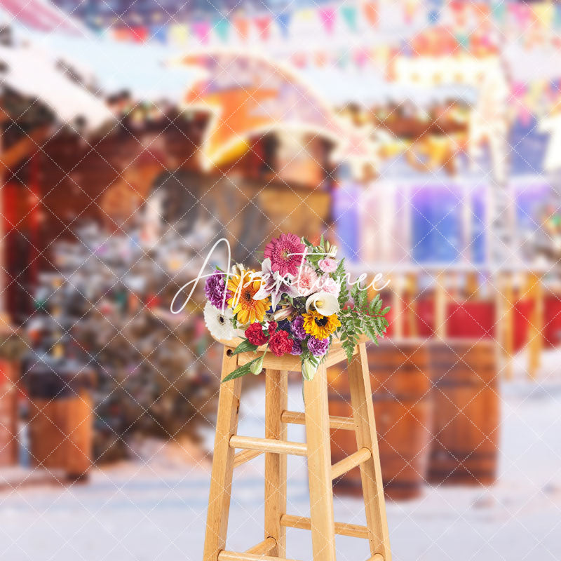 Aperturee - Aperturee Snowy Winter Street Festive Christmas Vibe Backdrop
