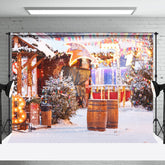Aperturee - Aperturee Snowy Winter Street Festive Christmas Vibe Backdrop