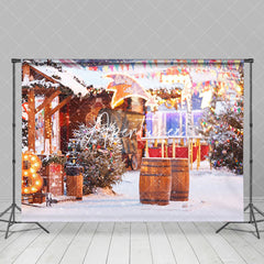 Aperturee - Aperturee Snowy Winter Street Festive Christmas Vibe Backdrop