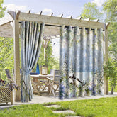 Aperturee - Aperturee Snowy Winter Xmas Waterproof Printed Outdoor Curtains