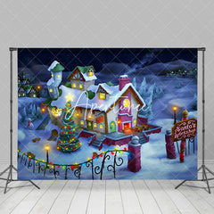 Aperturee - Aperturee Snowy Wonderland Santa Workshop Christmas Backdrop
