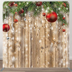 Aperturee - Aperturee Snowy Wood Grain Christmas Vibe Pillow Case Backdrop
