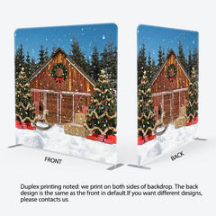 Aperturee - Aperturee Snowy Wood House Night Christmas Pillow Case Backdrop