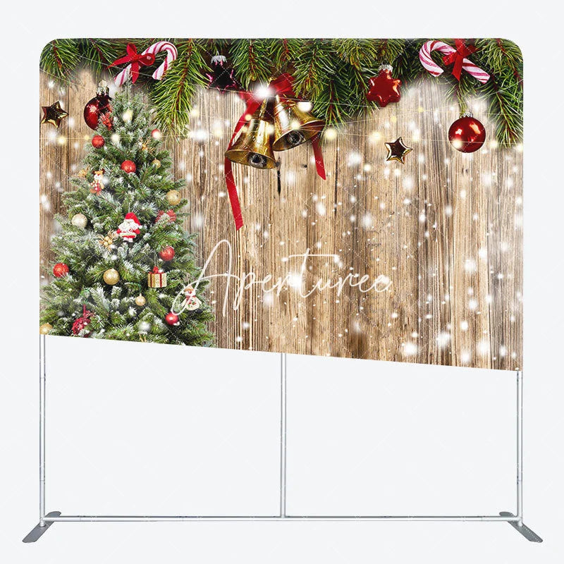Aperturee - Aperturee Snowy Wooden Christmas Double-Sided Square Backdrop