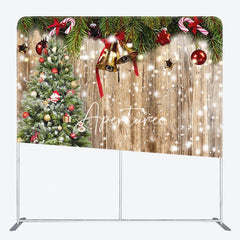Aperturee - Aperturee Snowy Wooden Christmas Double-Sided Square Backdrop