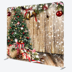Aperturee - Aperturee Snowy Wooden Christmas vibe tension fabric Backdrop