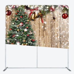 Aperturee - Aperturee Snowy Wooden Christmas vibe tension fabric Backdrop