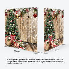Aperturee - Aperturee Snowy Wooden Christmas vibe tension fabric Backdrop