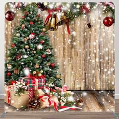 Aperturee - Aperturee Snowy Wooden Christmas vibe tension fabric Backdrop